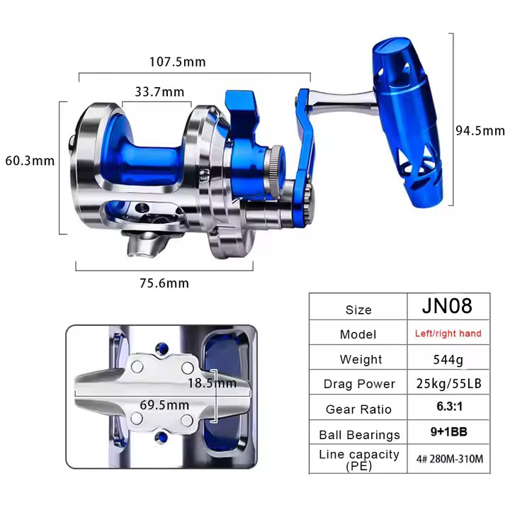 Reel Pancing CNC All Metal 9+1 - Trolling Reel ulasan dan harga